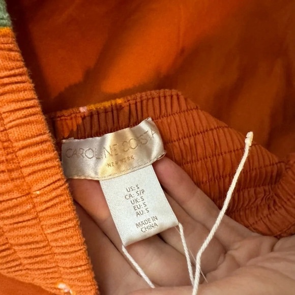 NEW CAROLINE CONSTAS linen halter maxi blend USS floral cut out beaded vacation - Picture 7 of 8